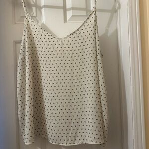 George Cream Spaghetti Strap Cami with Navy Dot Pattern